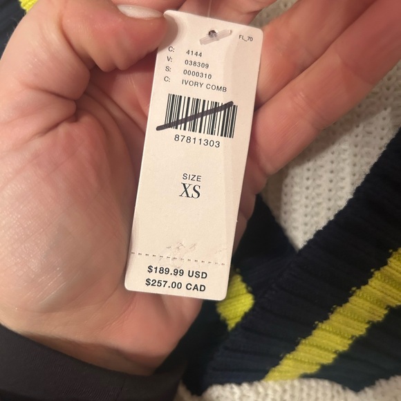 The Upside White and Blue V-Neck Sweater - Picture 4 of 4